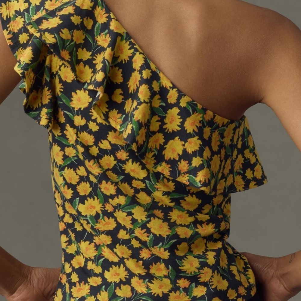 MAEVE FROM ANTHROPOLOGIE ONE SHOULDER RUFFLE TOP SIZE MED - Picture 3 of 6